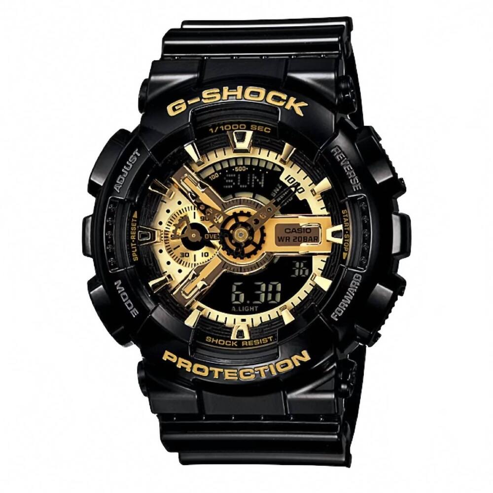 NEW CASIO men's g-shock analog-digital sport watch in black / gold